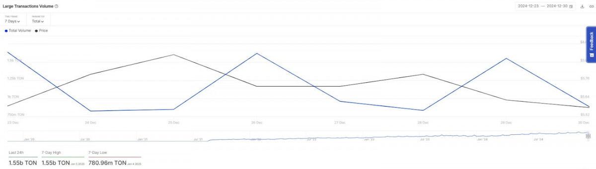Big Toncoin transactions are helping to stabilize its price, even as the altcoin market faces a downward trend.