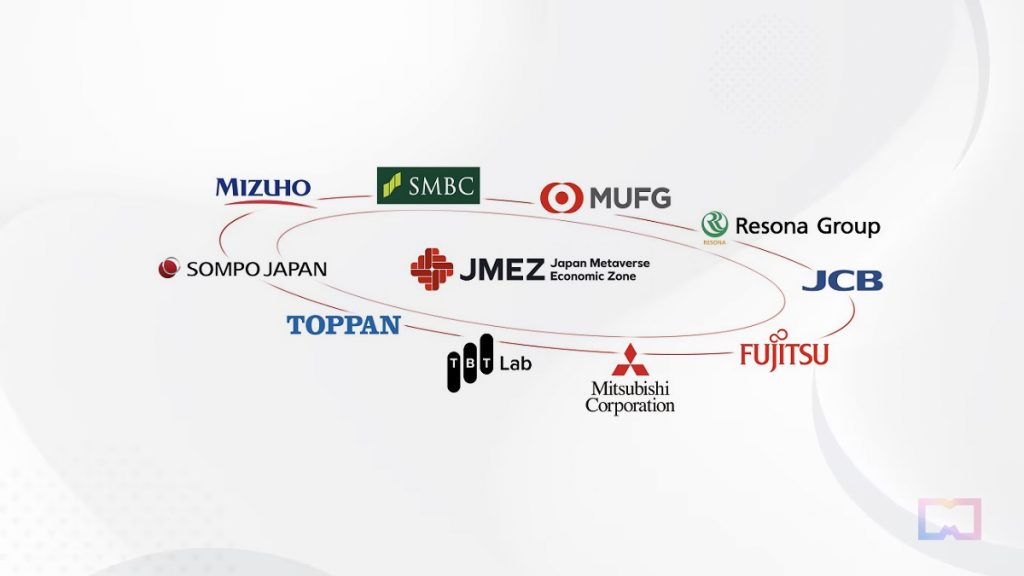 The firms participating in the Japan Metaverse Economic Zone include industry leaders such as JCB, Mizuho, Sumitomo Mitsui, Resona Holdings, Sompo Japan Insurance, Toppan, Fujitsu, Mitsubishi UFJ, Mitsubishi Corporation, and TBT Lab.