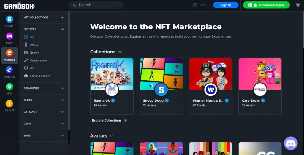 the sandbox marketplace