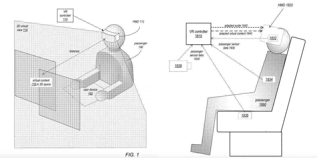 The images associated with Apple's patent illustrate how virtual reality will be utilized in self-driving cars.