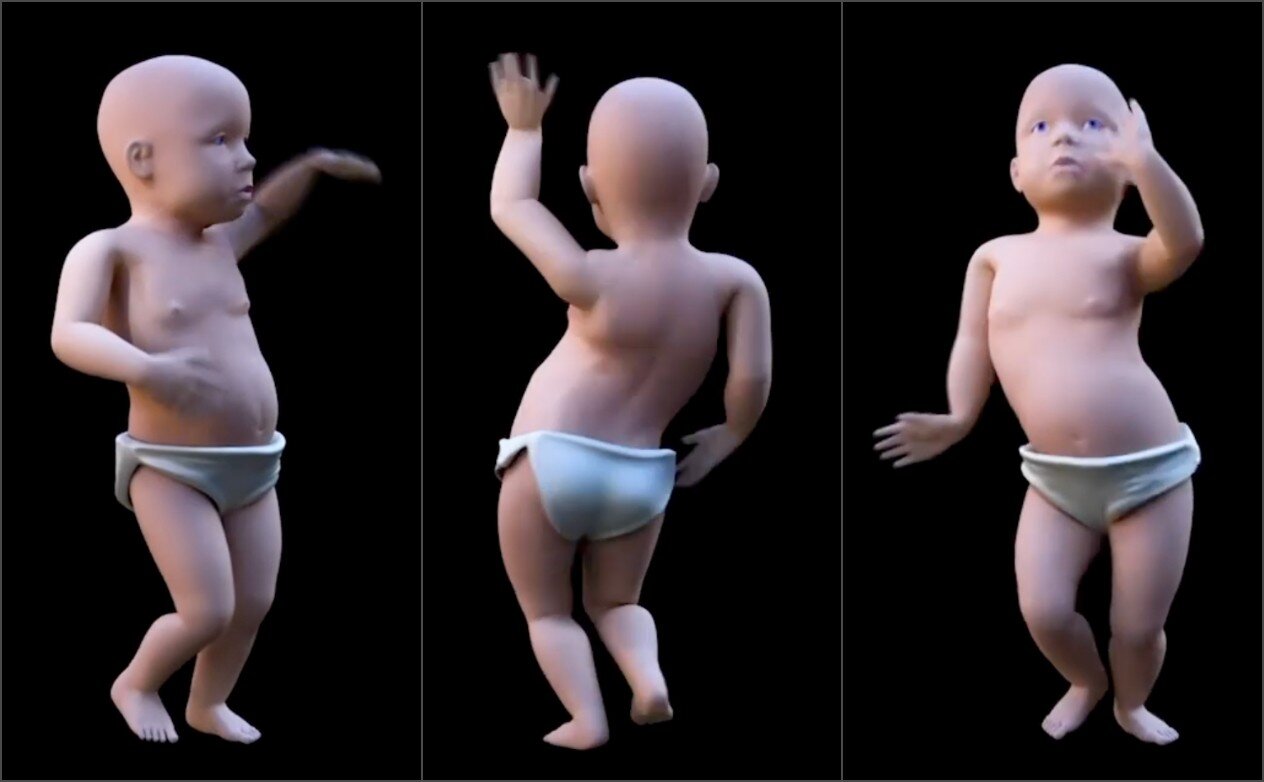 Images showcasing the enhanced version of the Dancing Baby GIF.