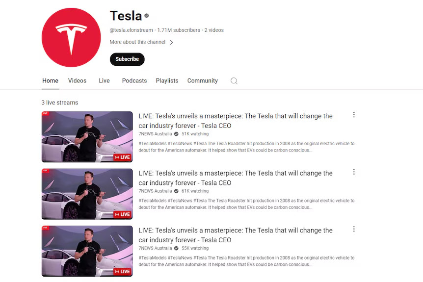 Australian 7 Network's YouTube account was taken over by cryptocurrency fraudsters, highlighting the potential for major media companies to fall victim to hackers.