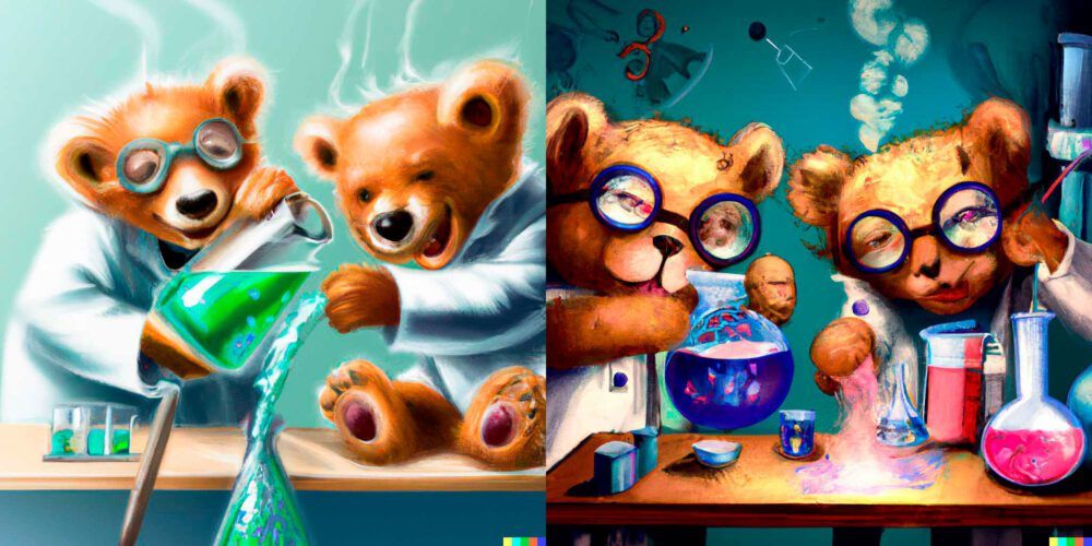 Displays of artwork created by the DALL-E 2 AI Art Generator: