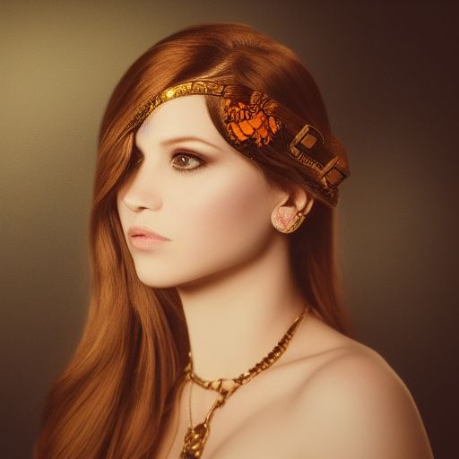 A stunning portrait-style headshot reminiscent of Mucha's artistry, meticulously focused, elegant, rendered with octane for detailed, award-winning photography that showcases a masterpiece lit by rim lights.