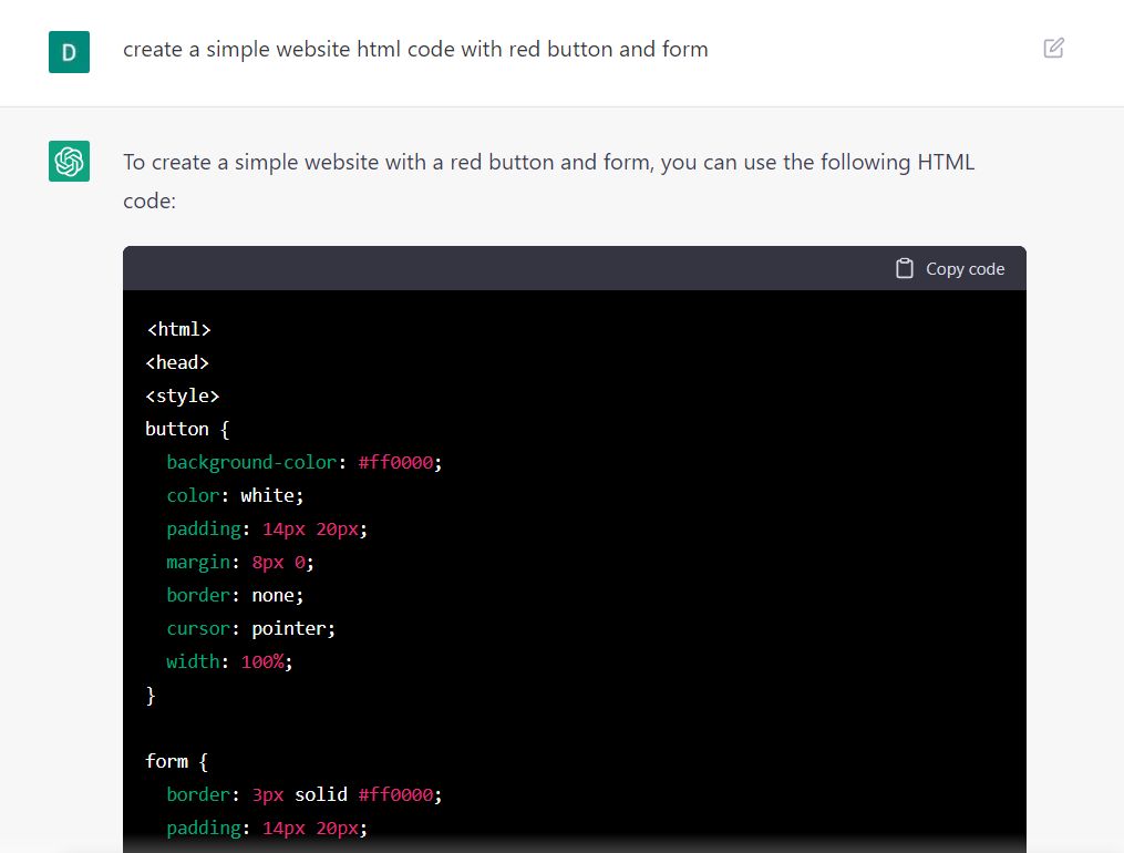 ChatGPT is a website chatbot that helps you create HTML code for your website. It does this by asking you questions about your website, such as the type of content you want to include and the design you want. Once it has all the information it needs, ChatGPT generates the HTML code for you. You can then copy and paste this code into your website to get started.