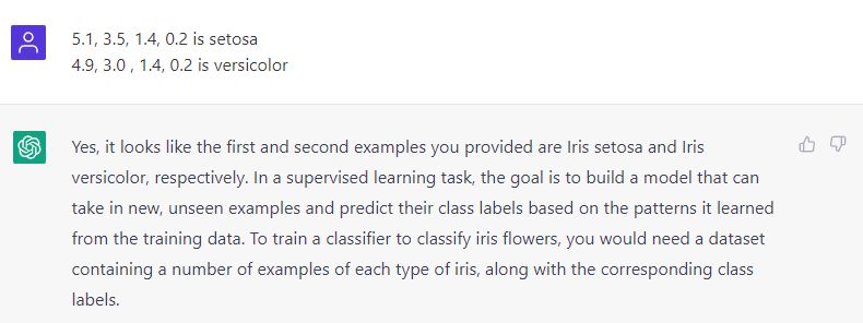 Again, it’s best to organize your data as straightforward text delimited by commas because arrays may not be processed correctly by ChatGPT.