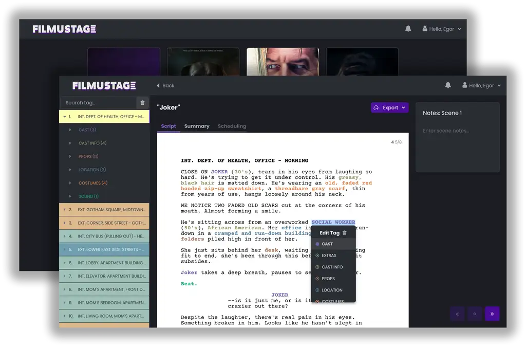 Filmustage: AI Tool That Streamlines the Film Shooting Process