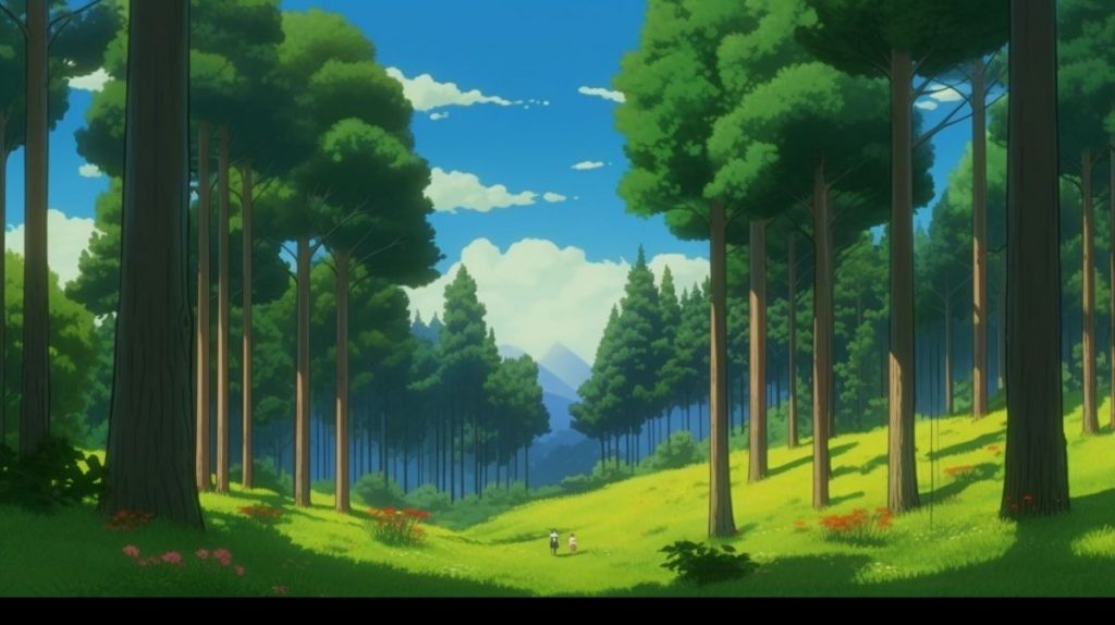 Prompt: Picture a tranquil pine forest, enveloped in rich vegetation, portraying realistic landscapes with expansive views and deep blue skies, alive with vibrant hues, inspired by the styles of Studio Ghibli and Akira Toriyama, captured in stunning 8k resolution, --ar 16:9 --v 5.