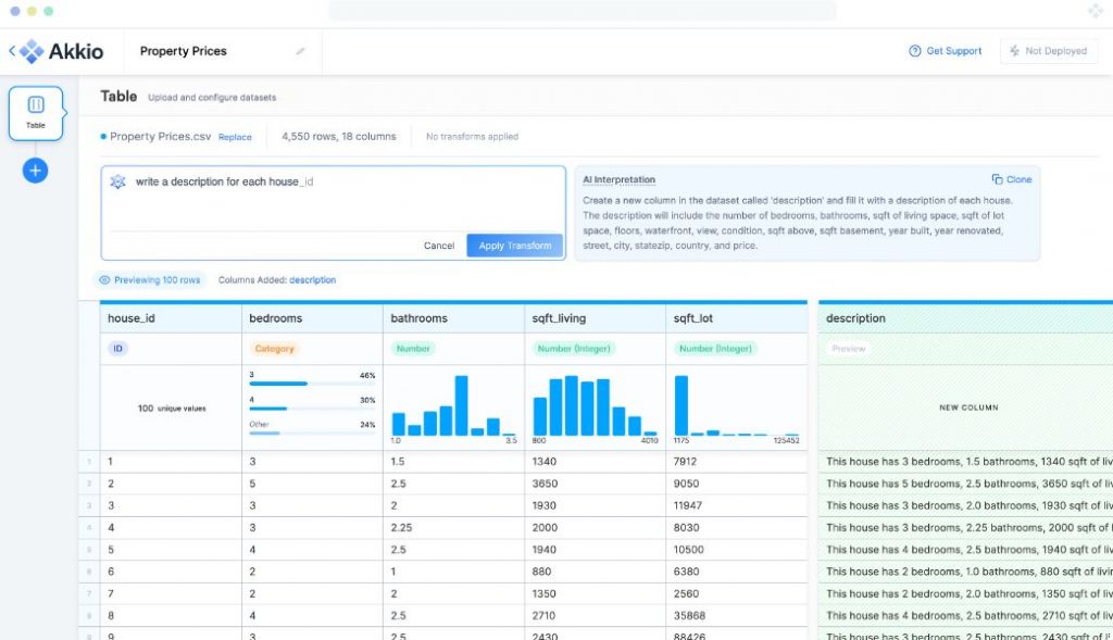 Akkio developed its AI-focused chat interface to transform the way users interact with data in a more natural setting.