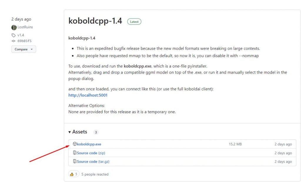 To begin, download the koboldcpp.exe file from GitHub. Windows may flag it as a potential risk, but this is typically just a common misconception surrounding open-source applications.