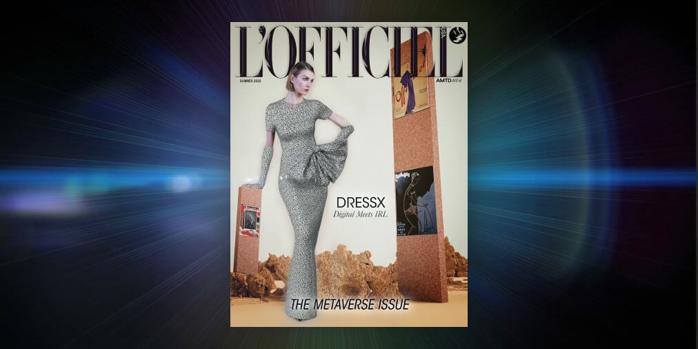The cover of the Metaverse issue of L’OFFICIEL features DressX prominently.